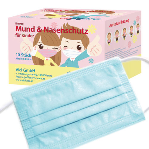 Kinder Einweg Mund- und Nasenschutz Maske Blau